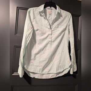 Light Blue/Green 1/2Button-Up Shirt - Merona